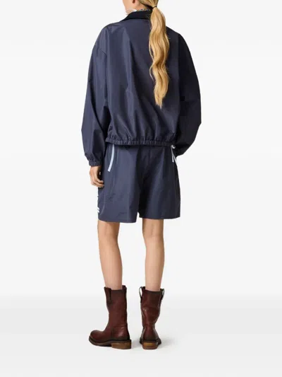 Miu Miu Technical Fabric Blouson Jacket In Blue