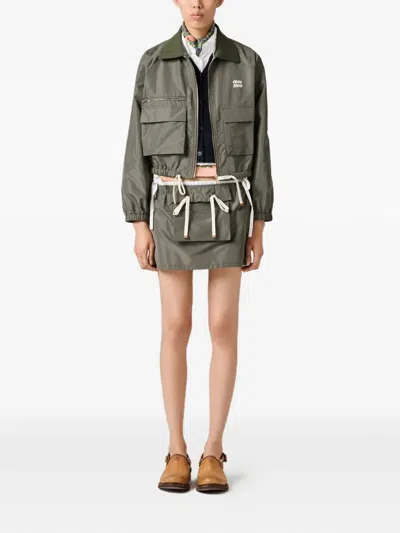 Miu Miu Technical Fabric Tailored Blouson Jacket In Multi