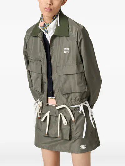 Miu Miu Technical Fabric Tailored Blouson Jacket In Multi