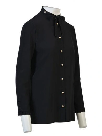 Shop Gucci Silk Button-down Shirt In Black