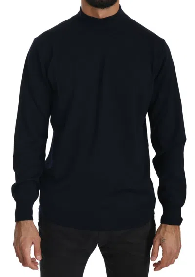 Mila Schön Elegant Dark Blue Pullover Sweater In Blue