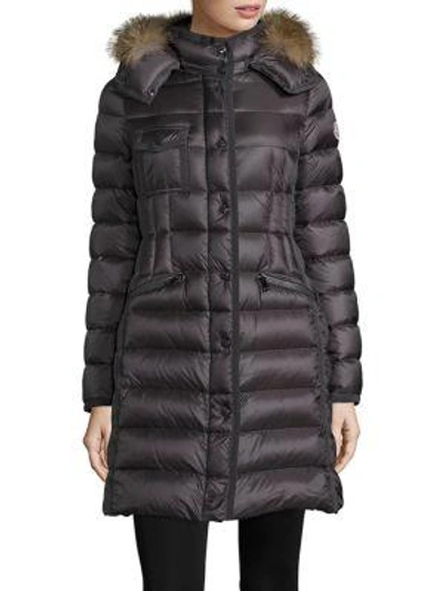 Moncler Hermifur Snap-front Puffer Coat, Black In Grey | ModeSens