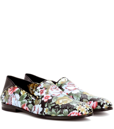 Shop Alexander Mcqueen Floral-printed Leather Loafers In Llack