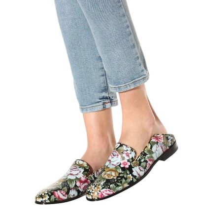 Shop Alexander Mcqueen Floral-printed Leather Loafers In Llack