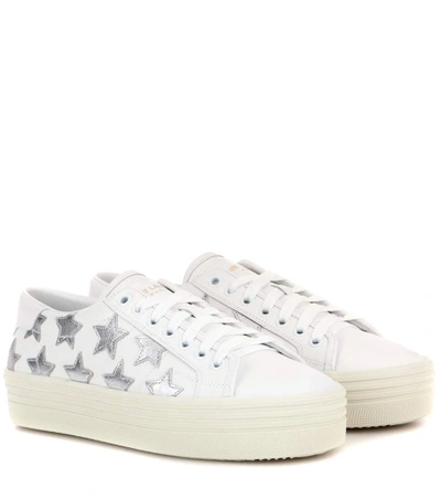 Shop Saint Laurent Sl/39 Leather Platform Sneakers In Off White