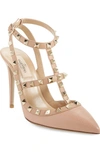 VALENTINO GARAVANI ROCKSTUD T-STRAP POINTY TOE PUMP,IW2S0393VCE