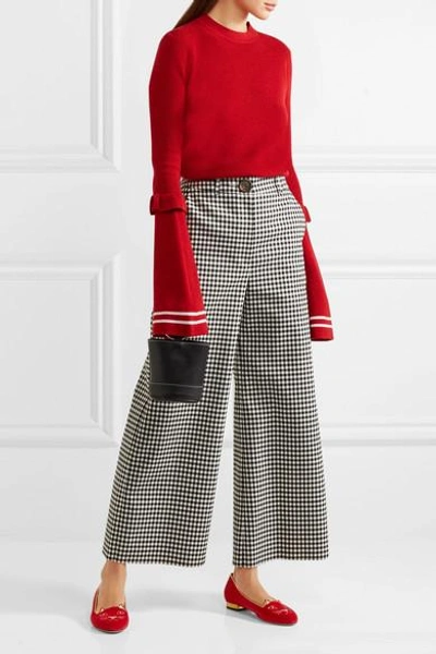 Charlotte Olympia Kitty Embroidered Velvet Slippers In Red | ModeSens