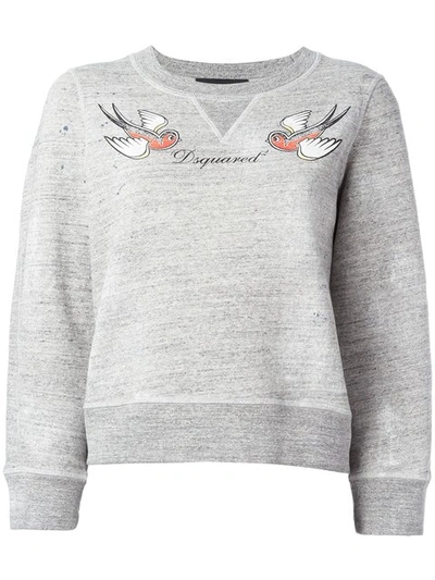 Dsquared2 Bird Logo Sweatshirt In Grigio Melangegrigio
