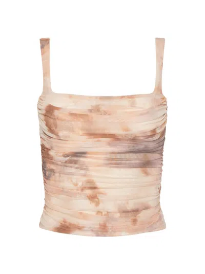 L'agence Rasha Shirred Tank In Frappe Multi Tie Dye