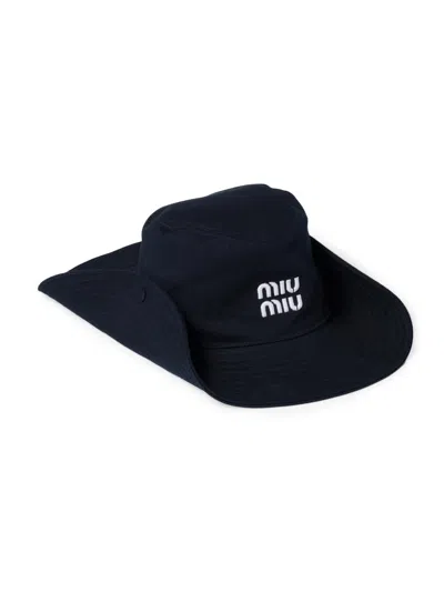 Miu Miu Drill Hat In Blue