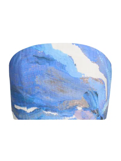 Significant Other Rumi Strapless Top Spliced Bloom In Blue