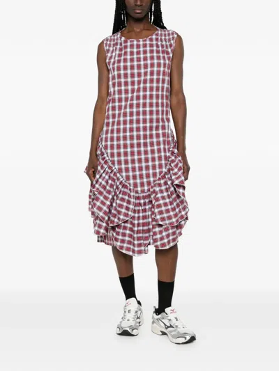 N°21 Plaid-pattern Midi Dress In Red