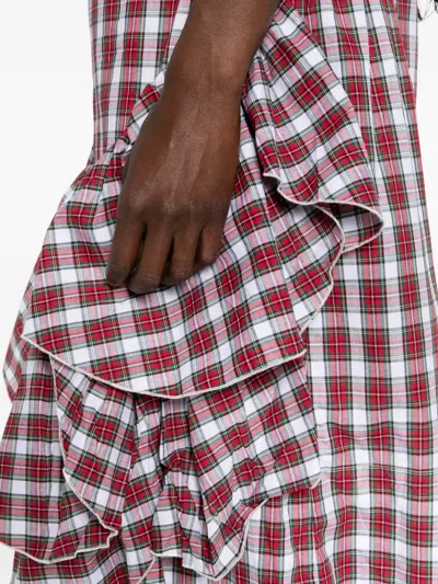 N°21 Plaid-pattern Midi Dress In Red