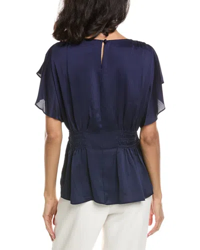 Anne Klein Solid Blouse In Blue