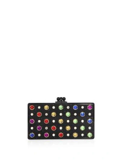 Shop Edie Parker Jean Rainbow Studded Acrylic Clutch In Black-rainbow