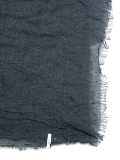 Botto Giuseppe 프린지 크링클 스카프 In Blue