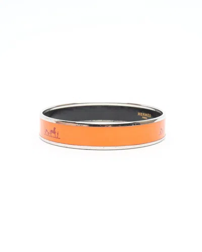 Pre-owned Hermes Hermès Caleche Bangle In Orange