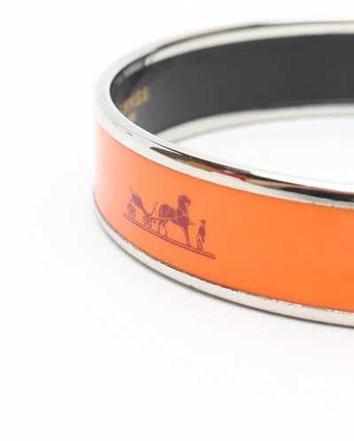 Pre-owned Hermes Hermès Caleche Bangle In Orange