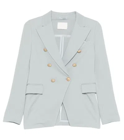 Circolo 1901 Sky Blue Solid Notched Lapel Blazer In Sky Blue