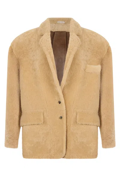 The Mannei Beige Solid Notched Lapel Blazer In Beige