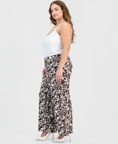 Anne Klein Essentials Plus Size Pull-on Wide-leg Pants In Black