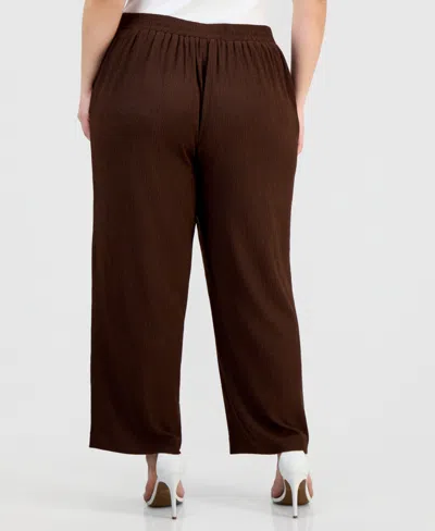 Anne Klein Essentials Plus Size Pull-on Pants In Brown