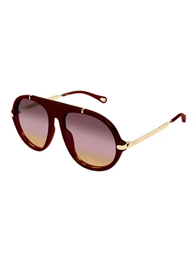 Chloé Aviator-frame Acetate Sunglasses In Brown