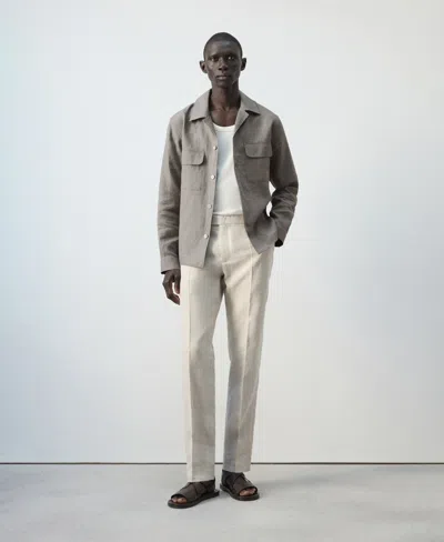 Mango Men's Bowling Collar Overshirt In Gray