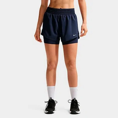 Nike One Dri-fit High-waisted 3-inch 2-in-1 Shorts In Blue