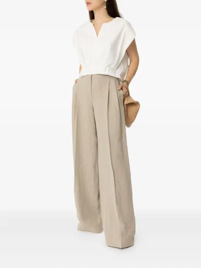 Simkhai Wrenli Cotton Pleated Top In White