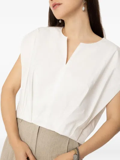 Simkhai Wrenli Cotton Pleated Top In White