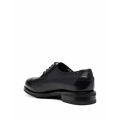 Ferragamo Marcus Perforated Brogues In Black