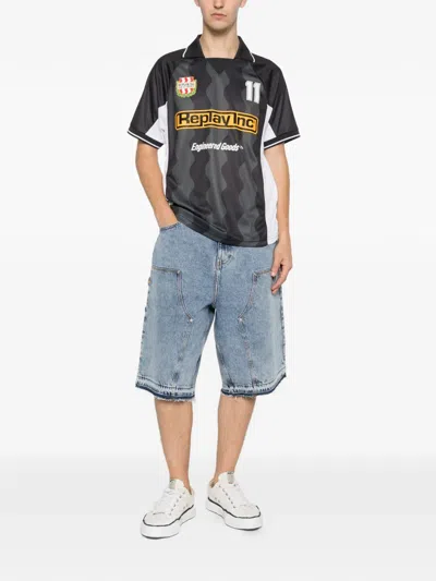 Replay Wave-pattern T-shirt In Black
