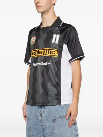 Replay Wave-pattern T-shirt In Black