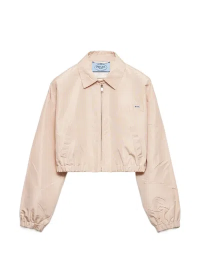 Prada Faille Blouson Jacket In Neutral
