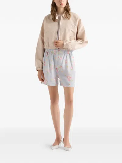 Prada Faille Blouson Jacket In Neutral