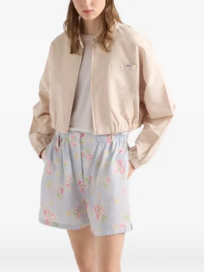 Prada Faille Blouson Jacket In Neutral