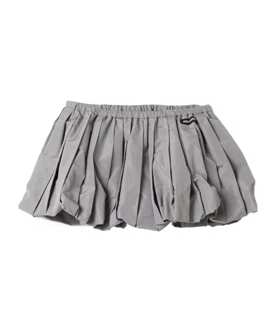 Miu Miu Technical Fabric Miniskirt In Gray