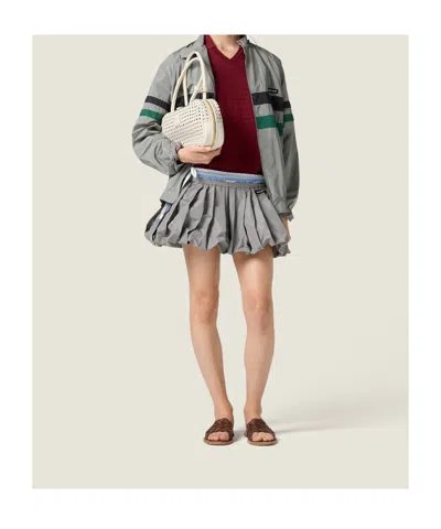 Miu Miu Technical Fabric Miniskirt In Gray