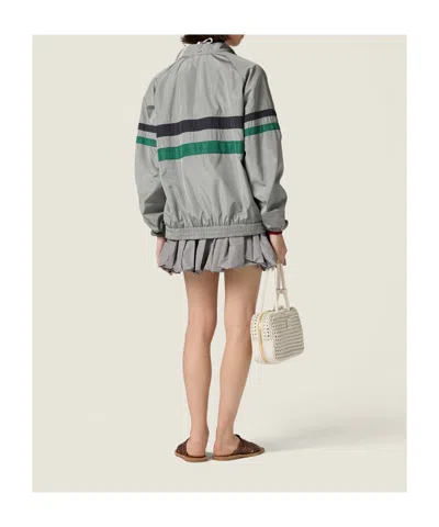 Miu Miu Technical Fabric Miniskirt In Gray