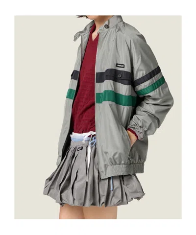Miu Miu Technical Fabric Miniskirt In Gray