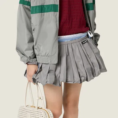 Miu Miu Technical Fabric Miniskirt In Gray