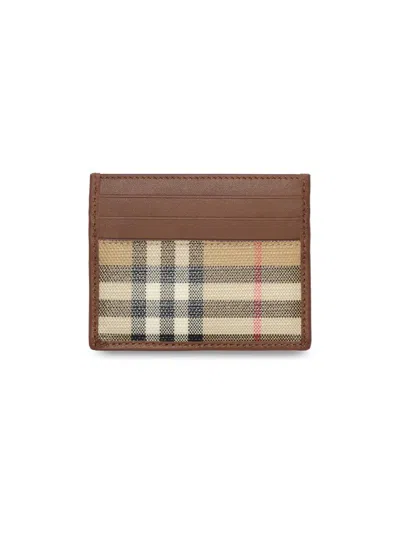 Burberry Check Card Case In Brown