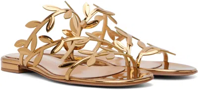 Gianvito Rossi Woman Sandals Gold Size 6 Leather In Animal Print