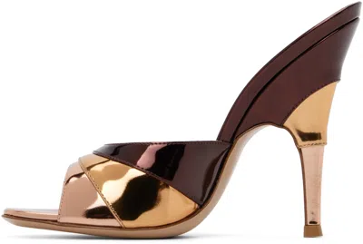 Gianvito Rossi Metallic Finish Stiletto Heel Open Back Mules In Brown
