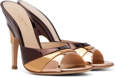 Gianvito Rossi Metallic Finish Stiletto Heel Open Back Mules In Brown