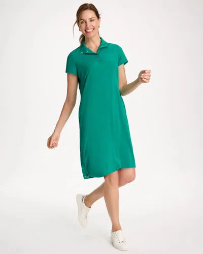 Chico's Mockneck Bungee Dress In Topanga Green