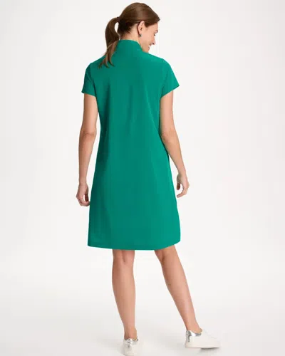 Chico's Mockneck Bungee Dress In Topanga Green