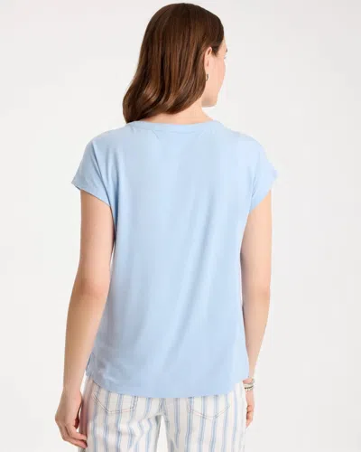 Chico's Refined Button Tee In Blue Haven