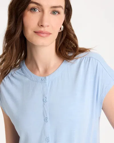Chico's Refined Button Tee In Blue Haven